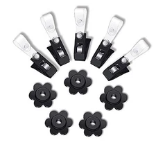Garden Flag Rubber Stoppers & Anti-Wind Clips, 5pcs Each, Black, 0.28 Inch x 