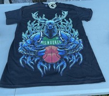 Milwaukee Bucks Game Garment T-Shirt Mens Small Black Crewneck NBA Made in USA
