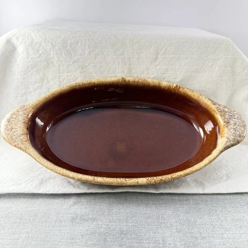 VTG 10”x 5” Hull Pottery Brown Drip Oval Au Gratin, Casserole Dish  Oven Proof
