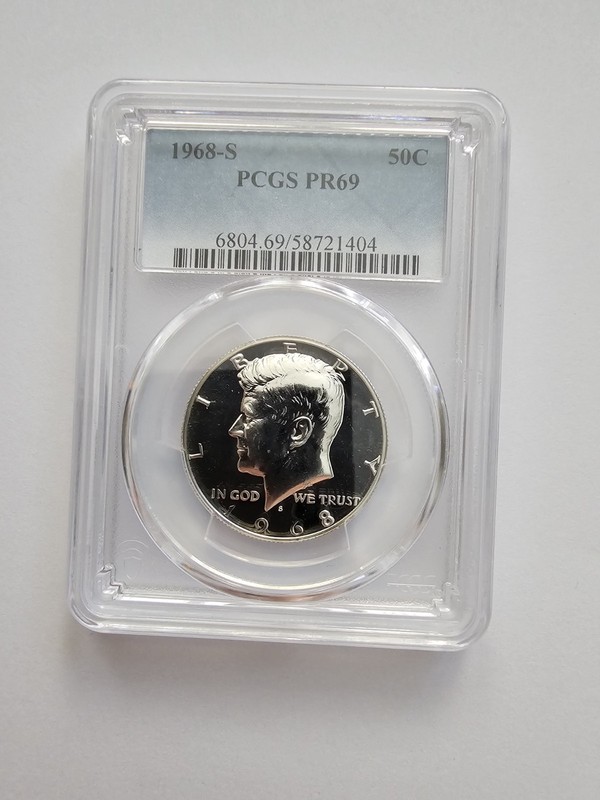  SILVER 1968 S PR69 KENNEDY HALF DOLLAR GRADED PCGS 5OC 40% AG CLAD COIN 