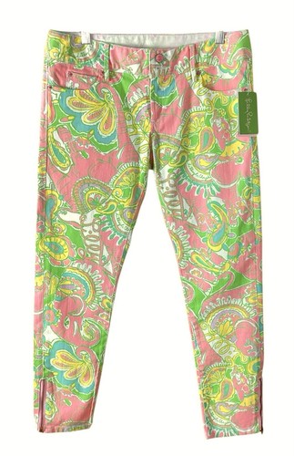 Lilly Pulitzer Pants Size 6 Worth Skinny Mini Zip Multi Chin Chin Stretch New