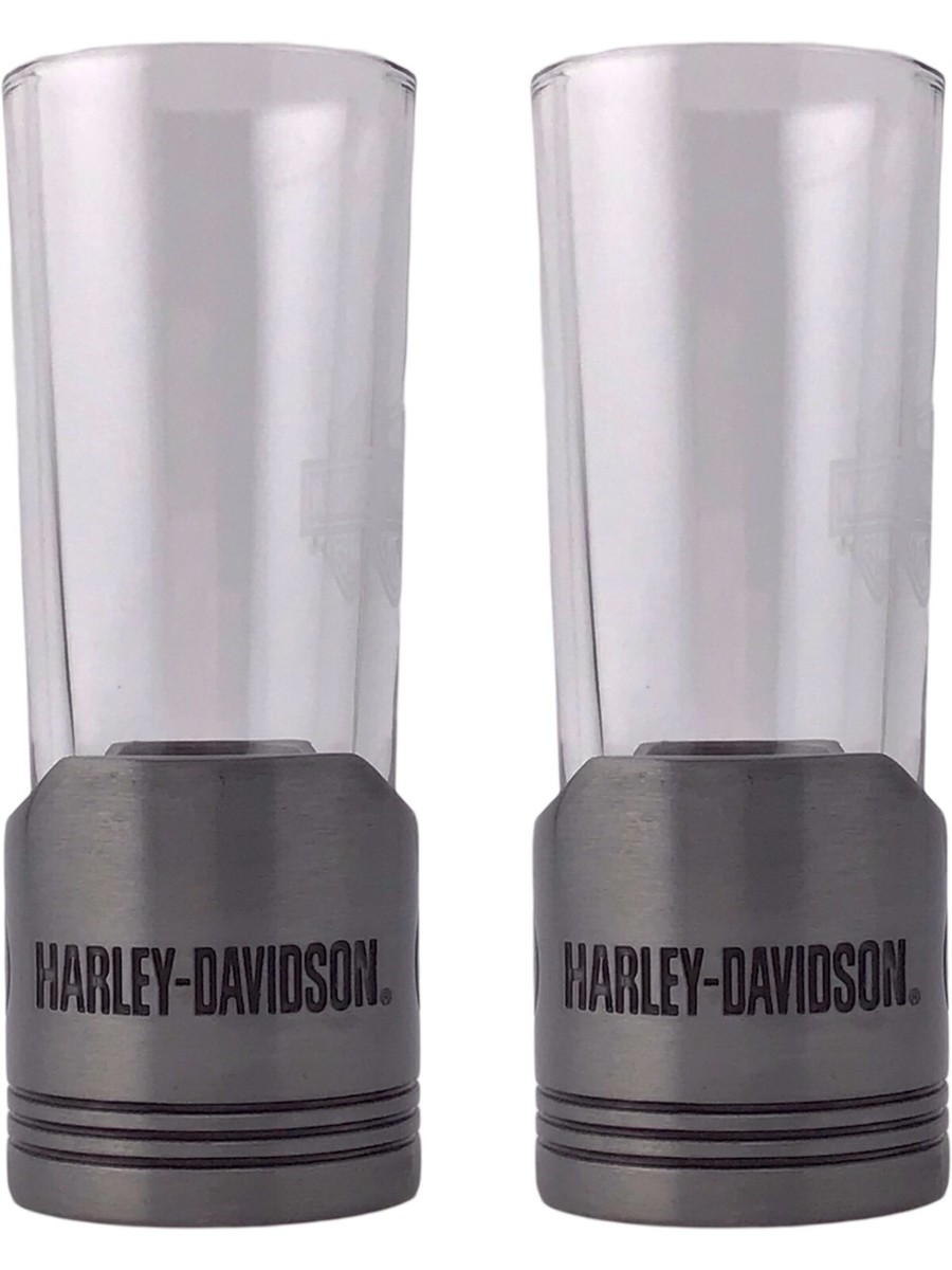 Harley-Davidson - Set Di 2 Bicchierini Da Shot A Forma Di Pistone, Soffiati A Mano, Capacità 56g, Modello HDL-18770