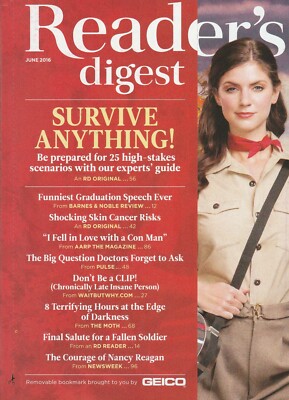 Reader's Digest June 2016 Survive Anything 25 High-Stakes Scenarios Best Deal !!