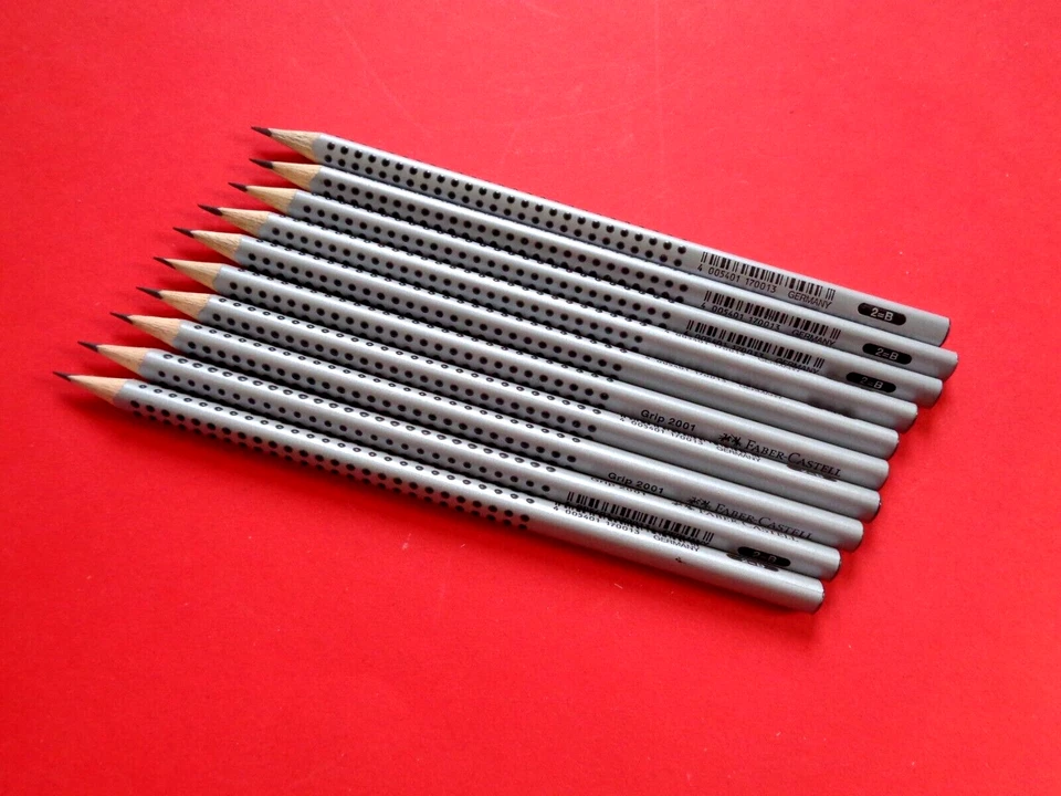 FABER-CASTELL 10 x Faber Castell Bleistift GRIP 2001 silbergrau 2=B