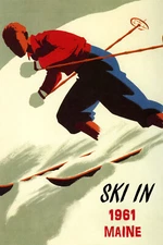 Ski In Maine 1961 Alpine Downhill Skiing Sport USA Vintage Poster Repro FREE S/H