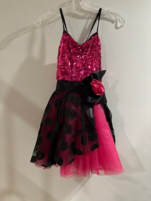 Child L Tutu: Hot Pink Sequin & Black Polkadot Tulle- Short Tutu | eBay