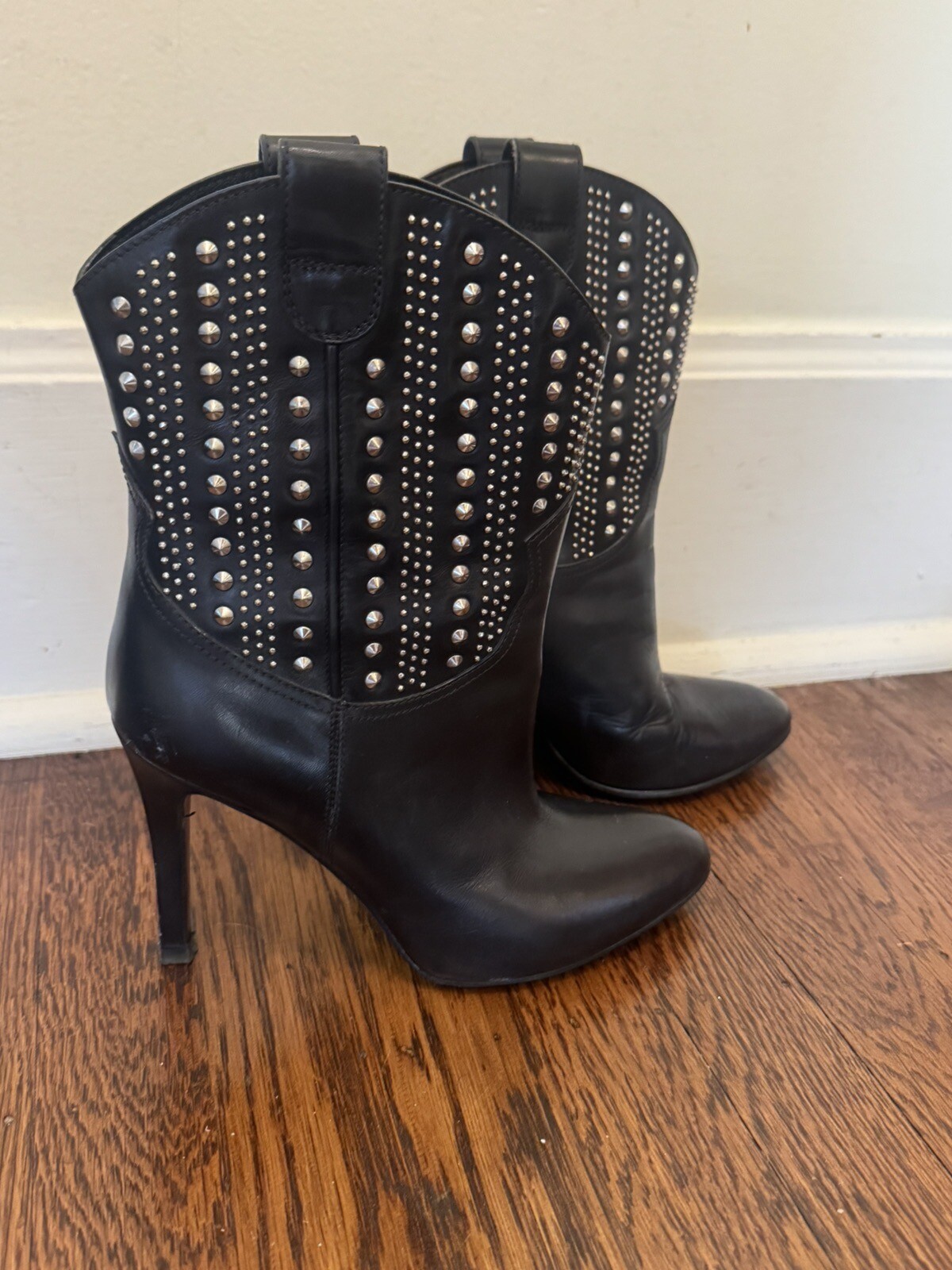 Stivali YSL Saint Laurent Paris con borchie e tacco western misura 36 5