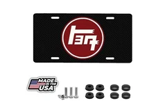 New Custom Retro Toyota Logo Inspired License Plate Carbon Look Red/White