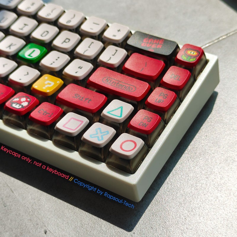 Red Super Mario Keycaps Set PBT SAX Profile for Cherry MX Mechanical Keyboards