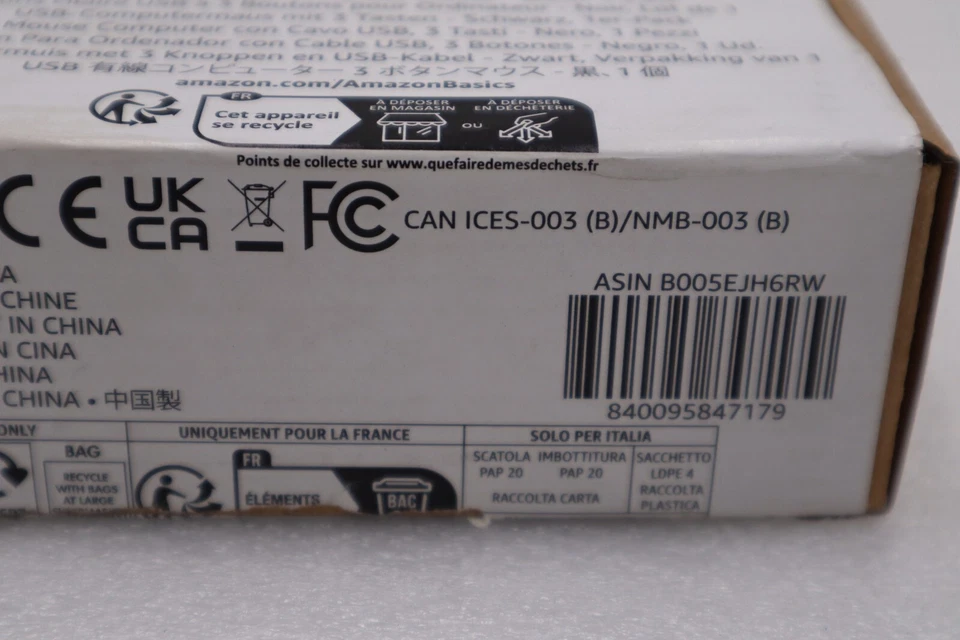 LOT OF 4 - Amazon Basics 3-Button Wired USB Computer Mouse Black STOCK H225A - Image 2 of 4