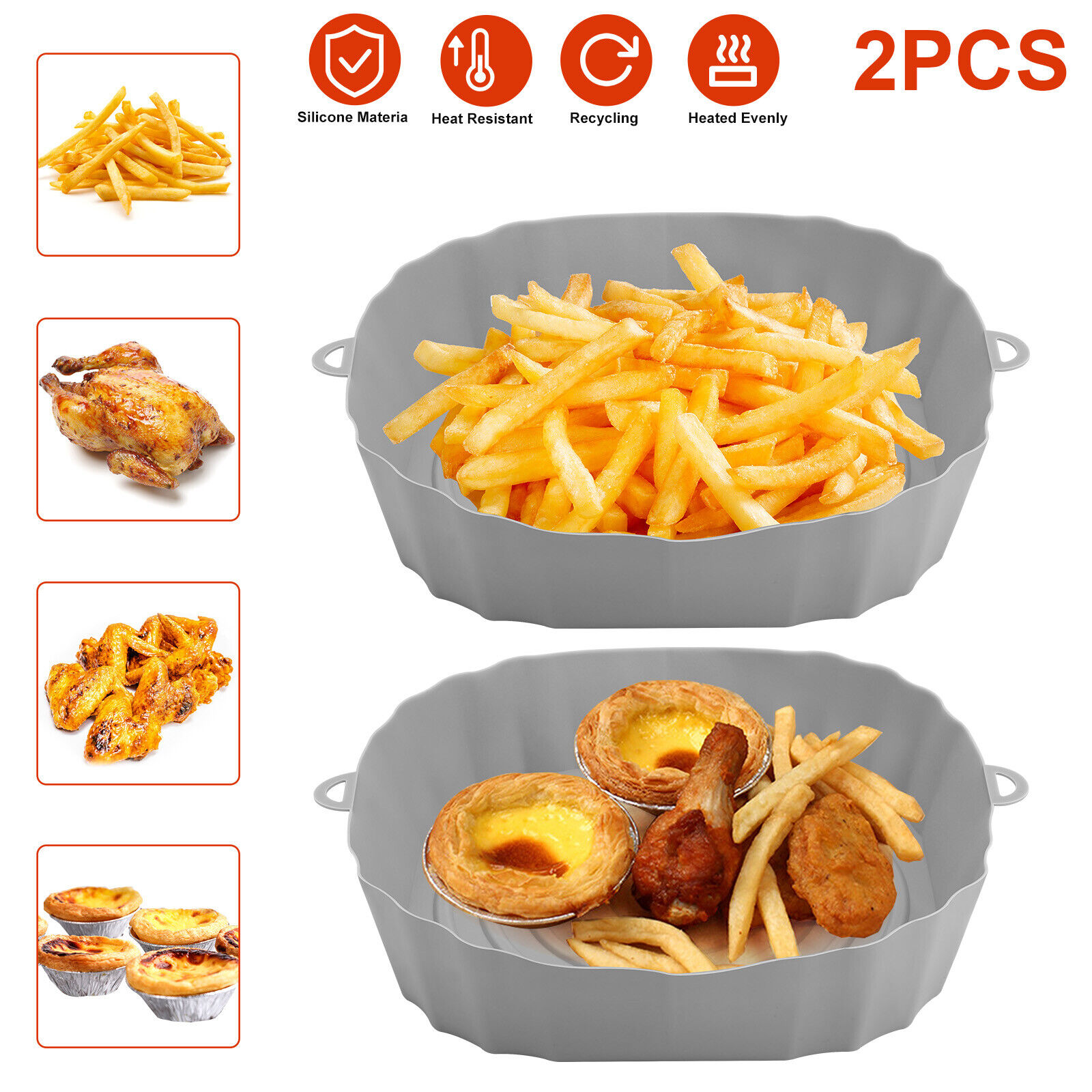 Air Fryer Silicone Liners 18cm Round Air Fryer Silicone Pot For Air Fryer  Reusable Replacement Pots