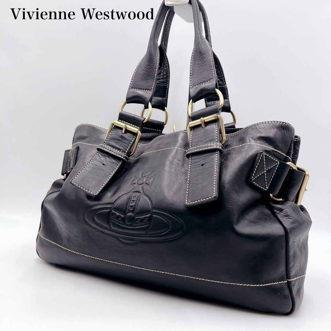 Vivienne Westwood Tote Bag Accord Orb Embossed Black