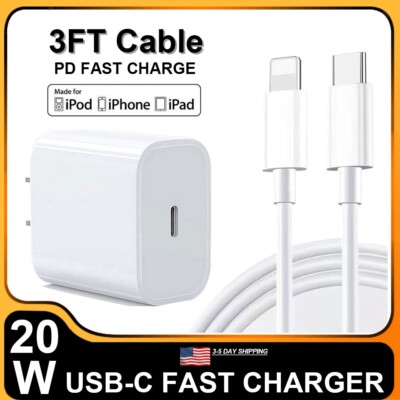   Fast Charger Wall Adapter 3FT USB-C Charging Cord For iPhone 14 13 12 11 X