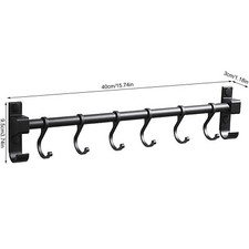 Wall Mounted Kitchen Utensils Pan Pot Hanging Rail Rack 4/6/8 Hooks Hanger Shelf