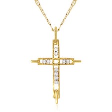 0.11ct Crucifix Diamond Cross Pendant 18K Yellow Gold Unisex Present Jewelry