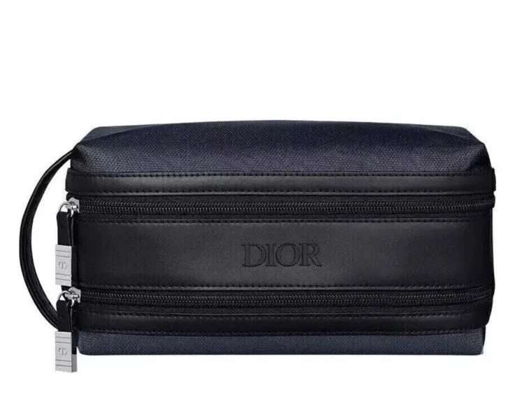 Trousse de toilette homme Dior Beaute bleu marine noir trousse compte gouttes étui de voyage double fermeture éclair ?