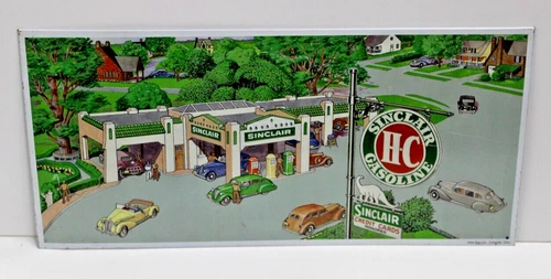 Vintage Style Metal Sign Sinclair HC Oil Gas Station Dinosaur Village 9" x 19"