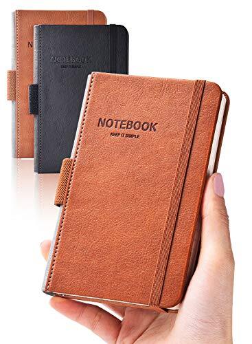 Pocket Notebook 3.5"x5.5" Hardcover Notebooks with Thick Lined Paper Leather 2Pc