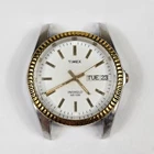 Vintage Timex President Men's Watch Fluted Two Tone Quartz 35mm Day Date READ