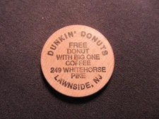 Lawnside, New Jersey Wooden Nickel Token - Dunkin' Donuts Wood Nickel Donut Coin