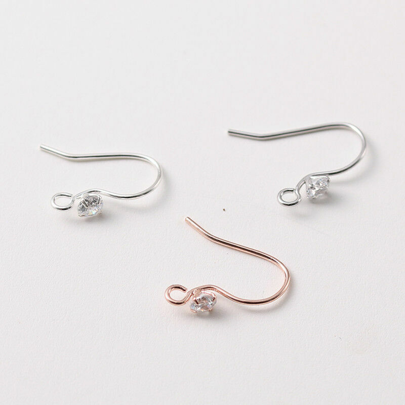 925 Sterling Silver Earrings DIY CZ Ear Wire French Hook