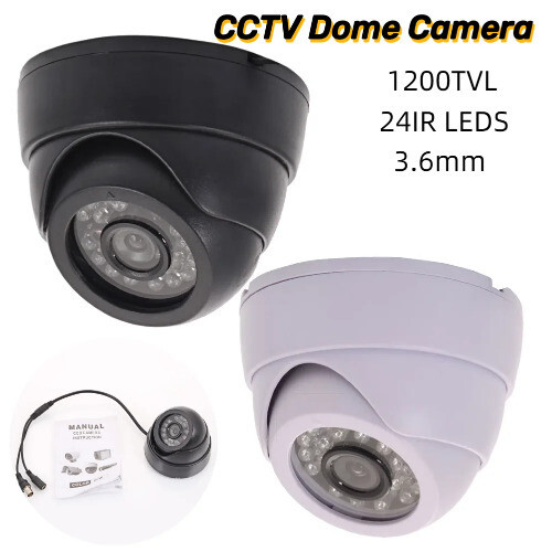 Dome Camera 24IR LEDS Night Vision 1200TVL Dome Camera 24IR Built-in 3.6mm Lens
