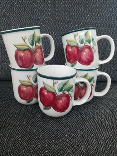 Set of 5 Apples Blossom Coffee Mug Cups Casuals by China Pearl Vintage