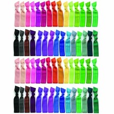 Rainbow Hair Ties No Damage or Creases Ribbon Stretchy Elastic 10 Packs of 60