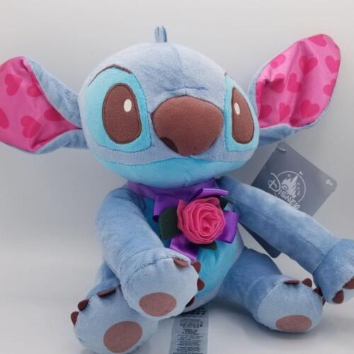 Disney Authentic Stitch Valentine's Day Plush With Flower 11.5 Inch NWT