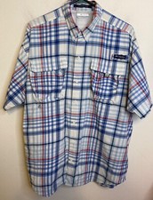 Columbia PFG Button Down Shirt Mens Plaid Fishing Super Bahama Omni Shade LARGE