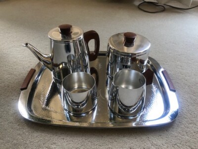 Vintage 60er Jahre Sona Chrom Teeservice Set