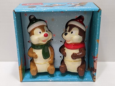 Disney Chip & N' Dale Winter Santa Salt And Pepper Shaker Christmas Holiday