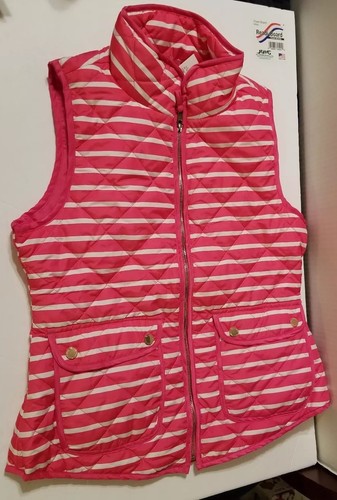Girls Medium Pink And White Puffer Vest