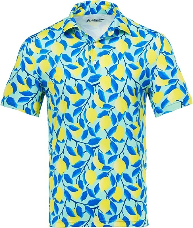 Men s Royal and Awesome Blue Yellow Golf Shirt Performance