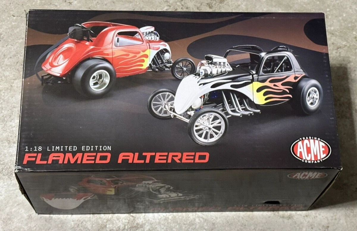 Modèle Réduit ACME – Dragster Altered – échelle 1:18 – Noir Avec Flammes – Neuf