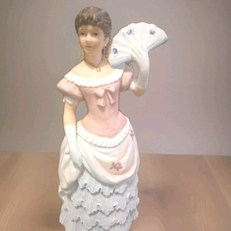 Vintage Home Interior Homco Porcelain Figurine #1421 Victorian Lady With Fan 8.5