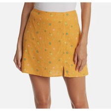 Abound Nordstrom Linen Blend Mini Skirt XS Orange Print Asterisk Floral NWT