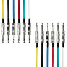 AxcessAbles 2ft Multi-Color 1/4" Balanced TRS Audio Cables 6 Pack - TRS Spe...