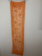 vintage sheer floral orange long rectangle scarf