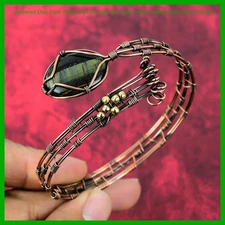 Copper Oval Pietersite Stone Daughter Gift Wire Wrap Wedding Handmade New Bangle