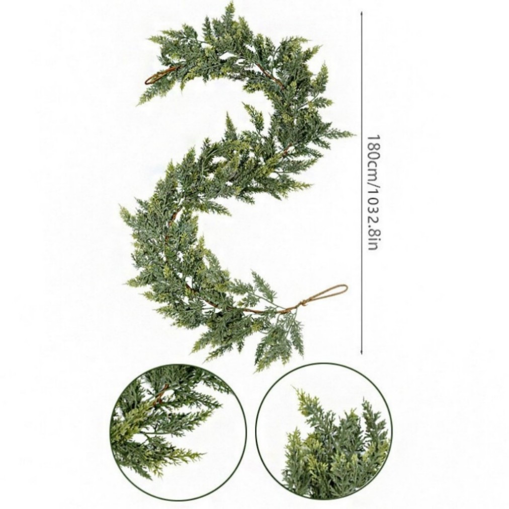 72" 2 - 6 Pcs Artificial Cedar Garland with 20 artificial pine cones