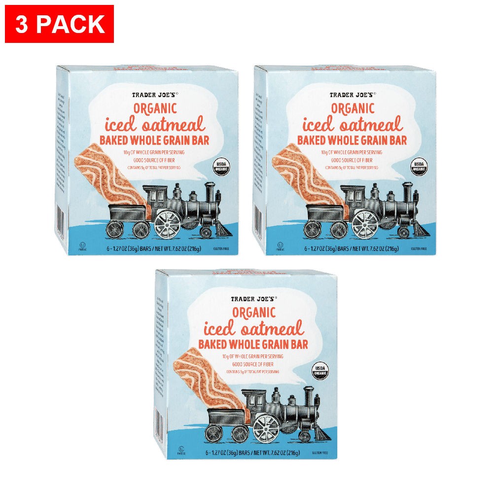 Trader Joe&rsquo;s Organic Iced Oatmeal Baked Whole Grain Bar 1.27 Oz - Pack of 3