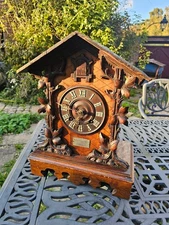 FUSEE LARGE Antique black forest cuckoo clock for restore LOVELY working