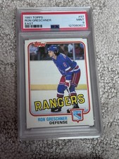 PSA 9 HOCKEY CARD 1981 TOPPS NEW YORK RANGERS RON GRESCHNER