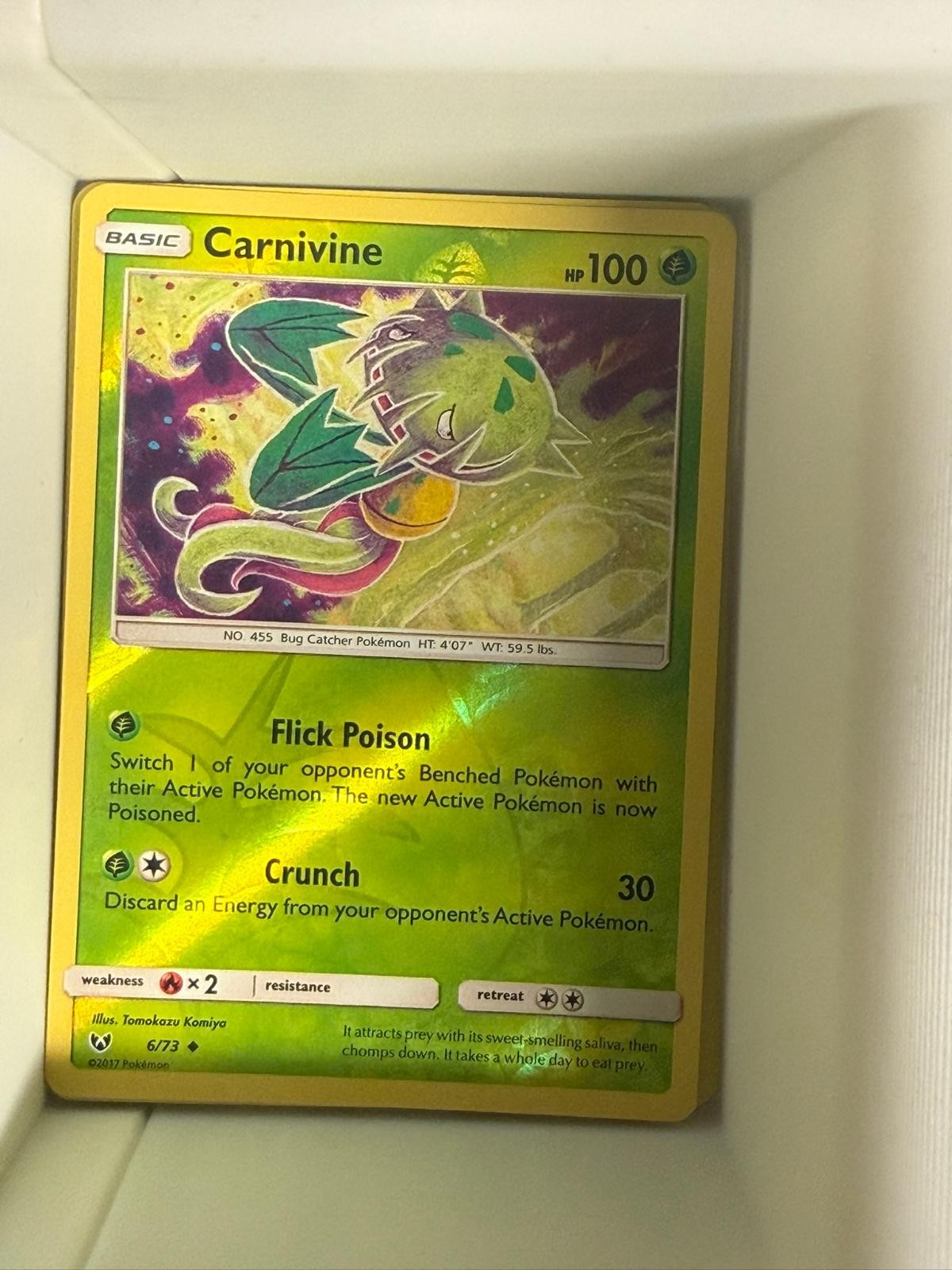 Carnivine 6/73 Uncommon Shining Legends Pokemon Reverse Holo Near Mint