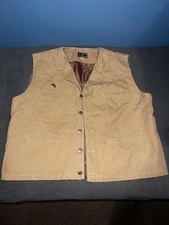 Vintage Wyoming Traders Vest Men's Size Medium Lined Tan Cotton Canvas Western
