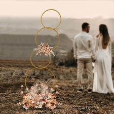 Wedding Round Hoop Backdrop Stand Detachable 4-Tier Gold Metal Flower Arch Frame