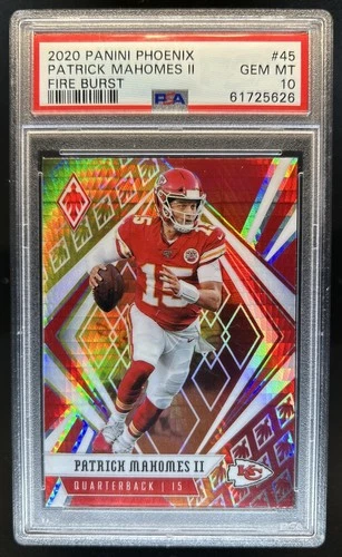 2020 Panini Phoenix Patrick Mahomes II Fire Burst #45 Chiefs PSA 10