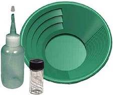 Sluice Monkey 12" PANNING Gold PAN - Green, 4oz Sniffer, Vial
