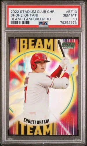 2022 TOPPS STADIUM CLUB CHROME LA ANGELS SHOHEI OHTANI BEAM TEAM GREEN/99 PSA 10